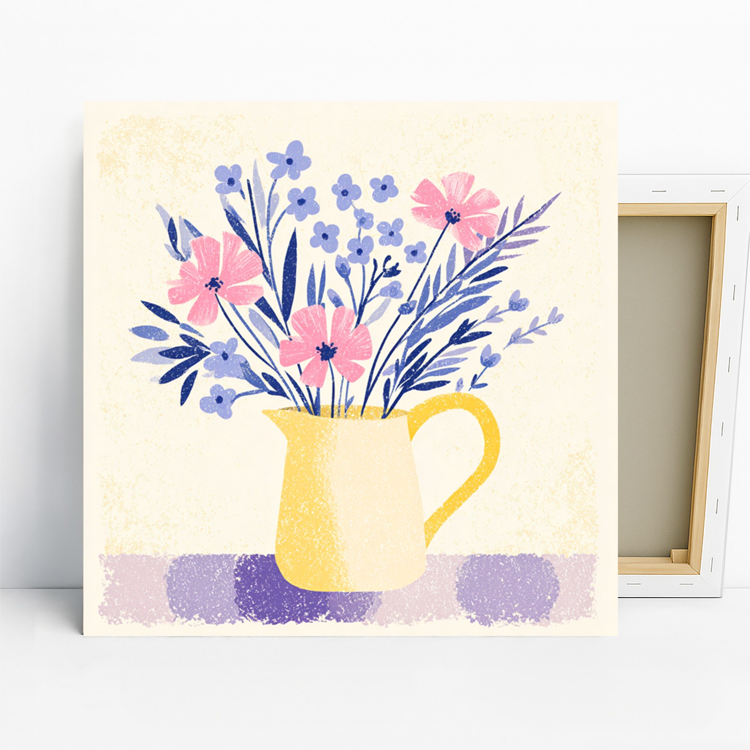 Wildflower Bouquet Art, Canvas or Poster, Floral Nature Decor, Living Room Bedroom Kitchen Wall Art, Pink Blue Yellow Purple