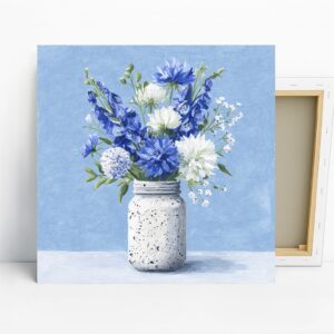 Blue and White Wildflower Bouquet Art