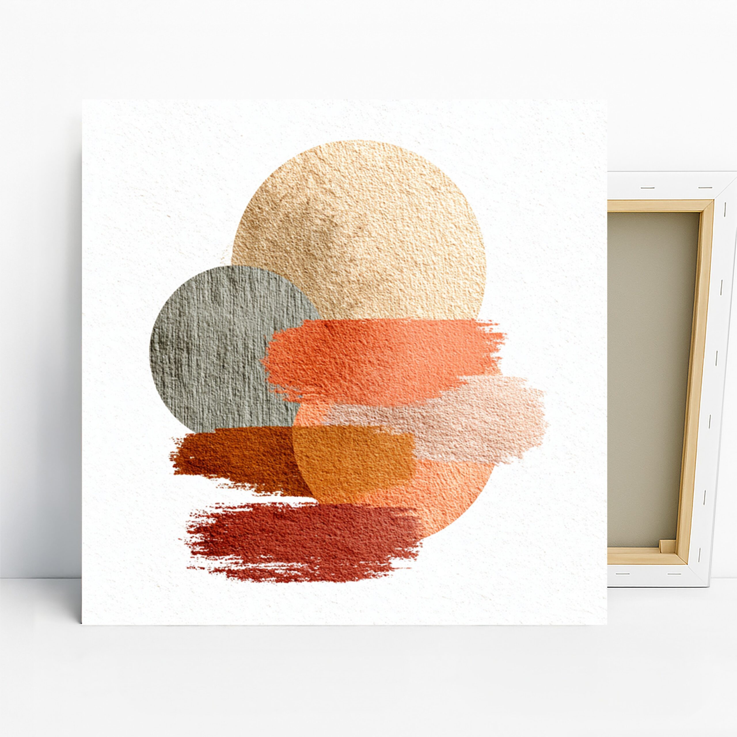 Geometric Sunset Art, Canvas or Poster, Contemporary Minimalist Decor, Living Room Bedroom Office Dining Room Wall Art, Orange Beige Grey 