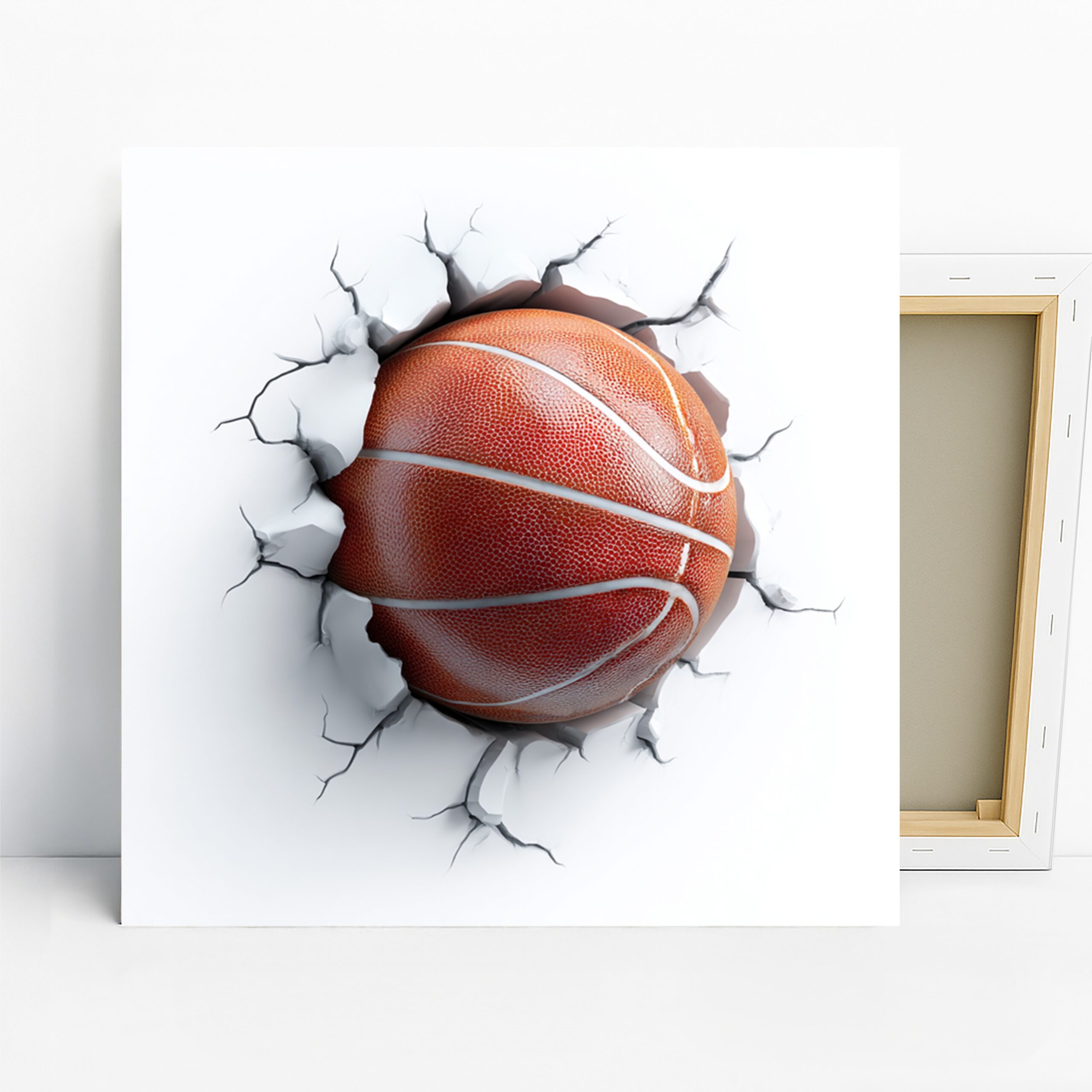 Basketball Impact Art, Canvas or Poster, Sports Contemporary Decor, Game Room Home Gym Living Room Wall Art, Orange White and Black