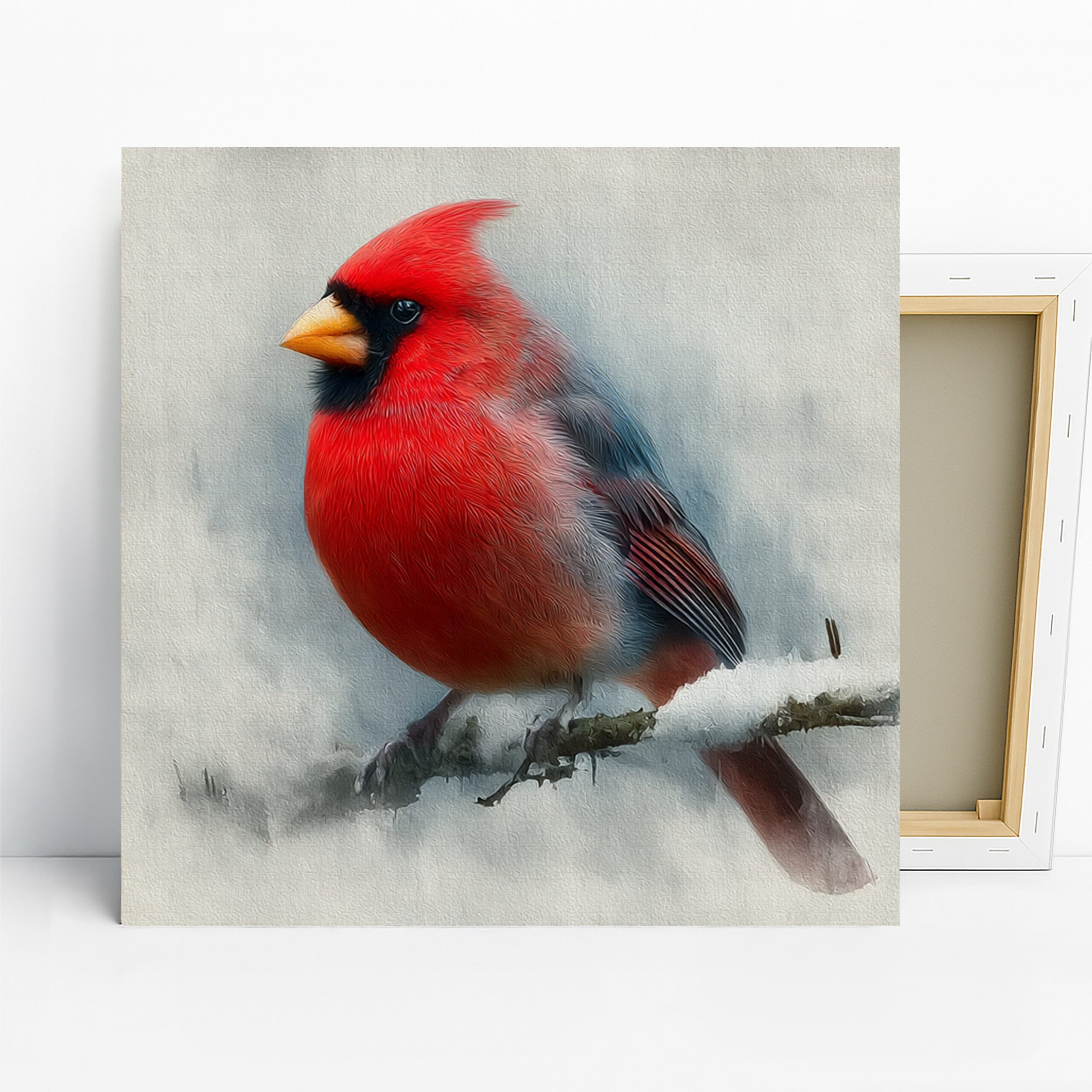 Cardinal Bird Art, Canvas or Poster, Nature Minimalist Decor, Living Room Bedroom Office Dining Room Wall Art, Red Black White Grey