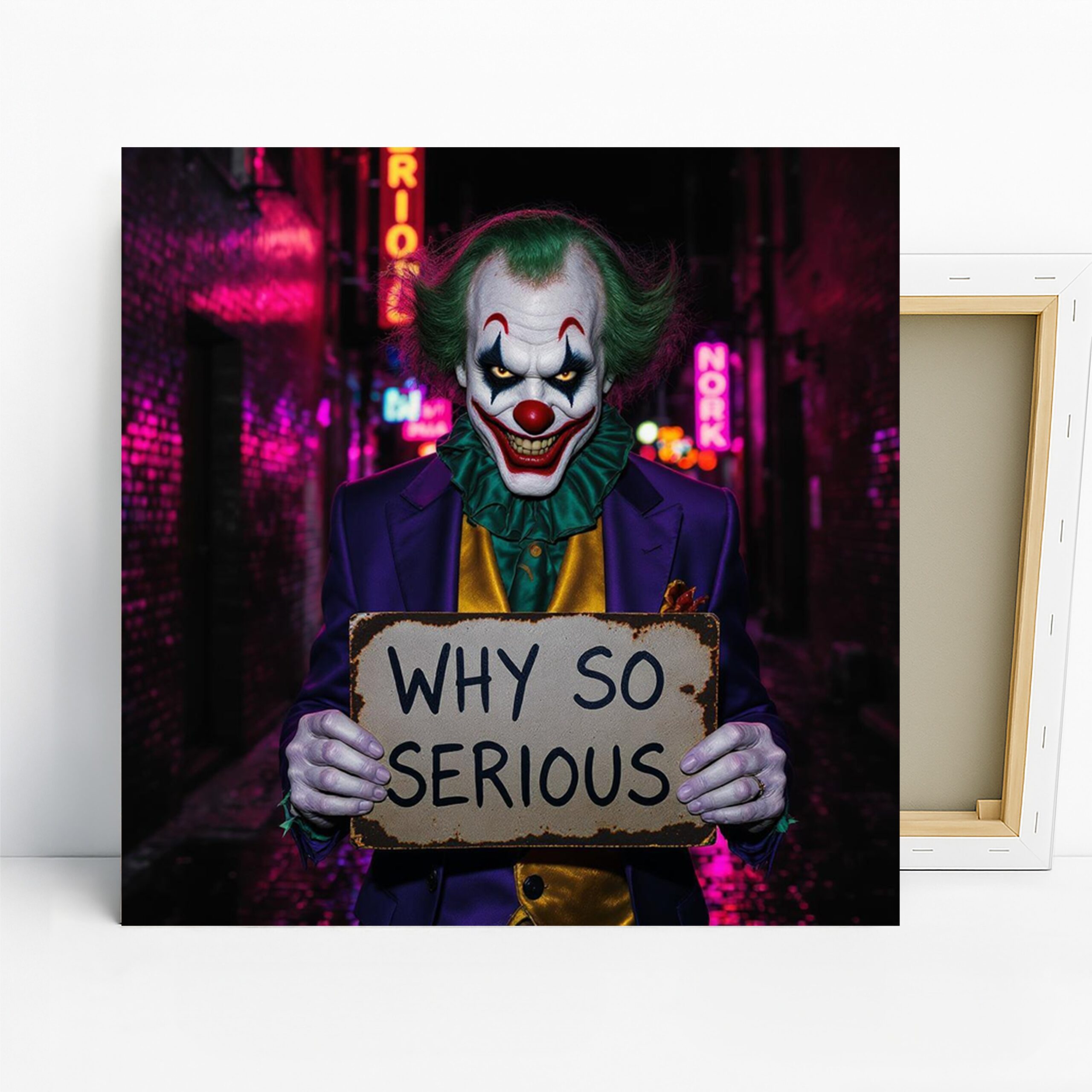Joker Urban Question Art, Canvas or Poster, Pop Art Street Art Modern Decor, Living Room Game Room Office Wall Art, Purple Green Red Pink