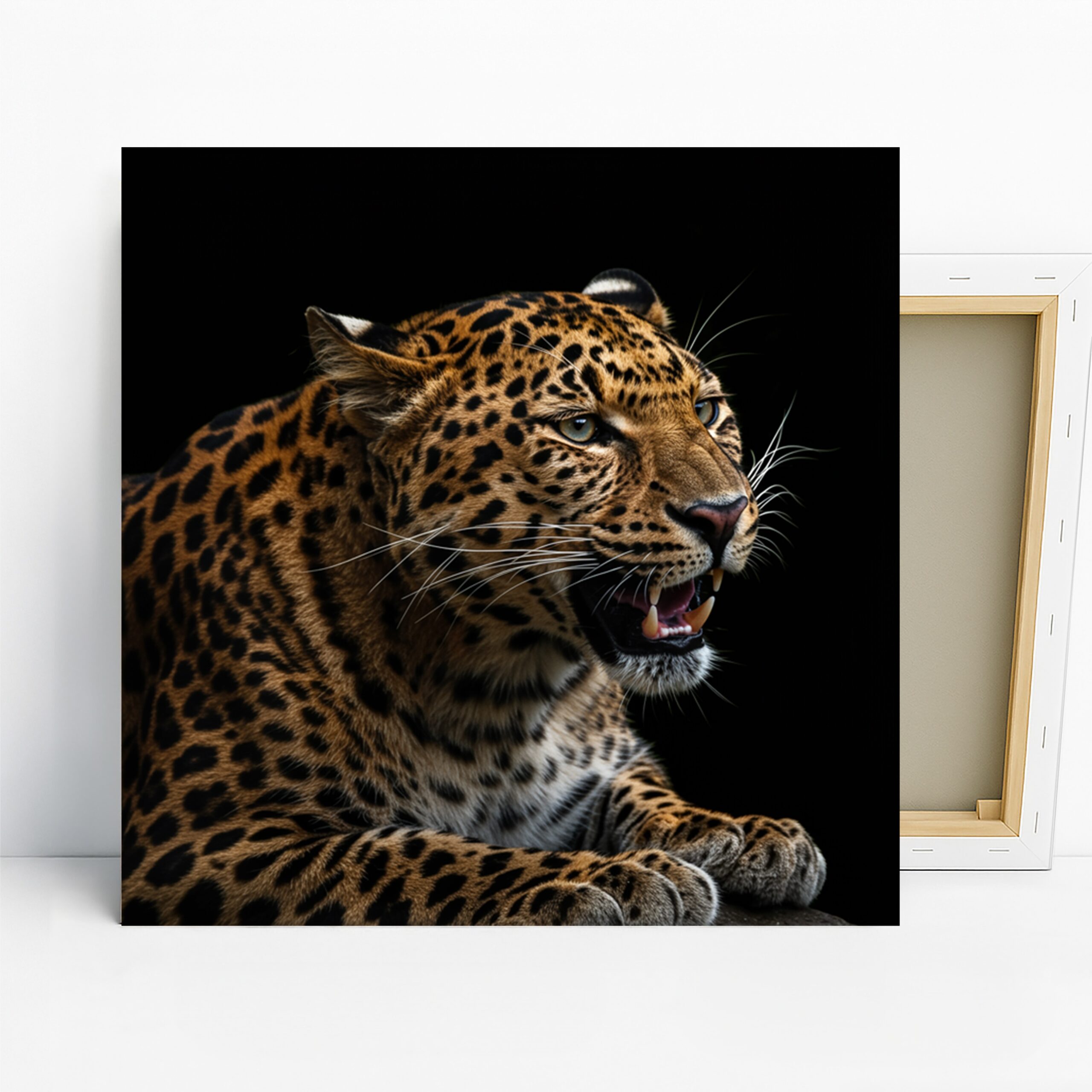 Jaguar Close-Up Art, Canvas or Poster, Animal Contemporary Decor, Living Room Office Bedroom Game Room Wall Art,Orange Black Brown and White