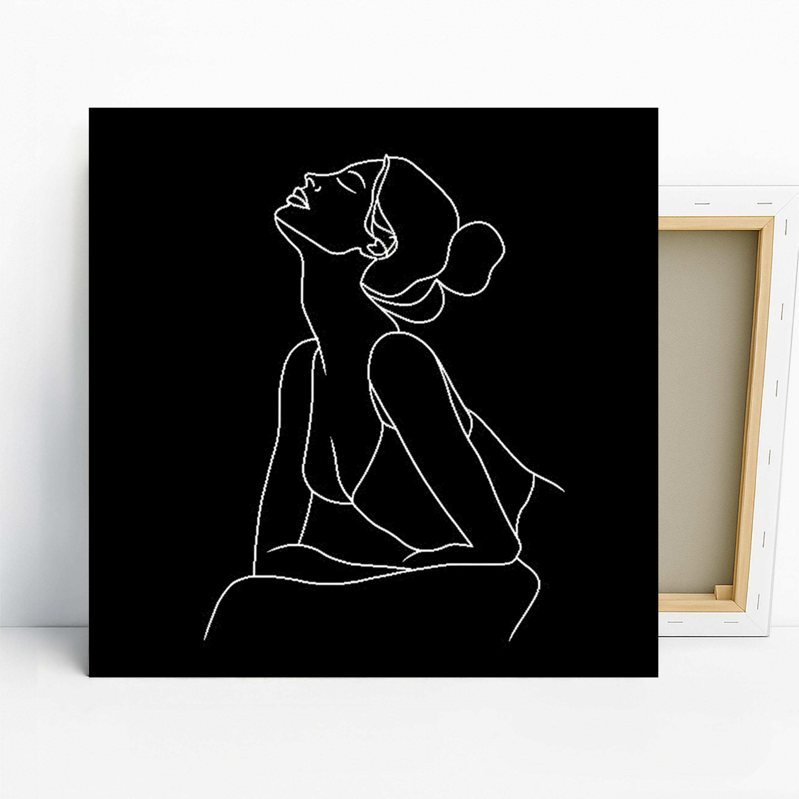 Feminine Silhouette Line Art, Canvas or Poster, Minimalism Modern Decor, Bedroom Living Room Office Bathroom Wall Art, Black and White