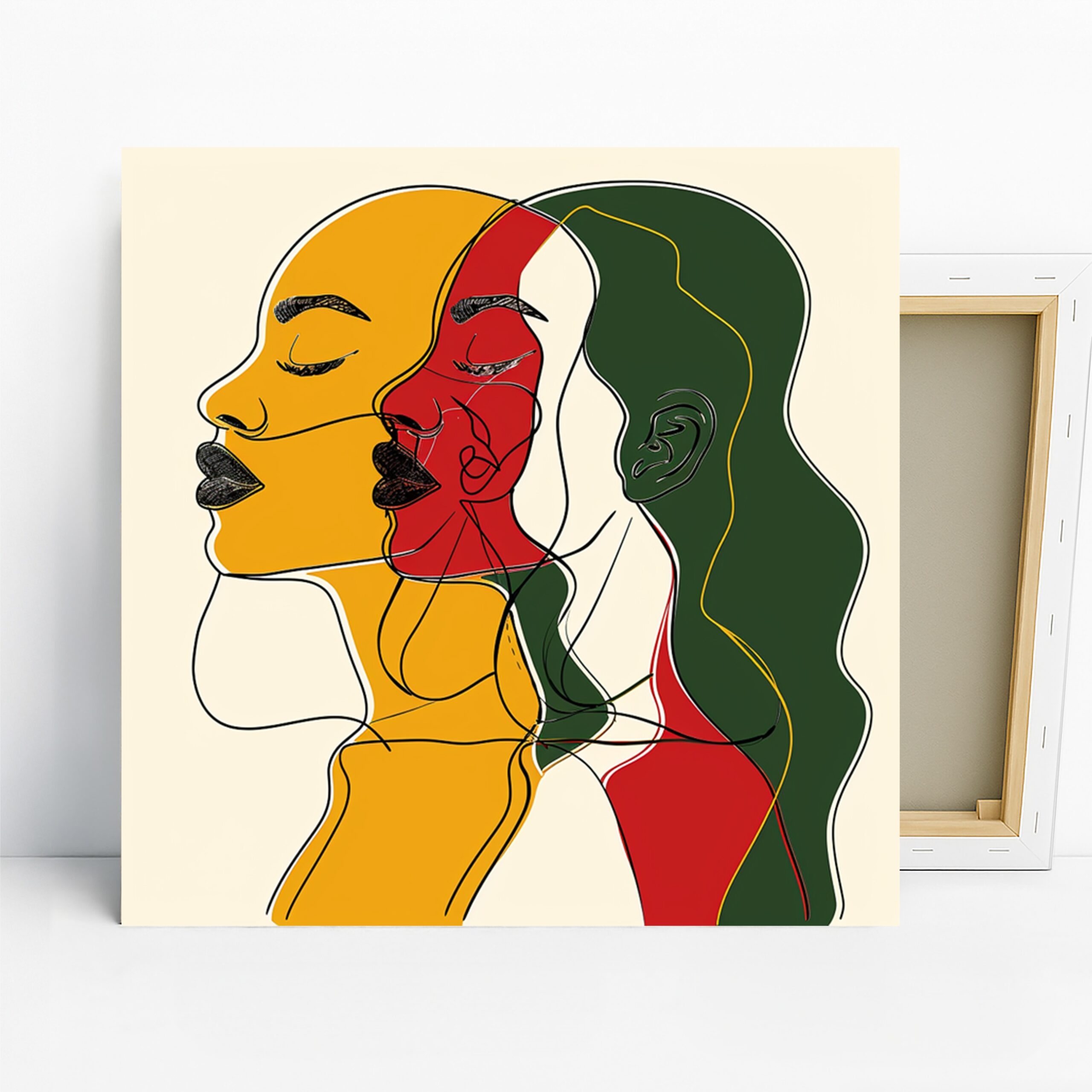 Vibrant Faces Art, Canvas or Poster, Abstract Modern Minimalist Decor, Living Room Bedroom Dining Room Wall Art, Yellow Red Green White
