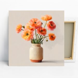 Coral Ranunculus Bouquet Art