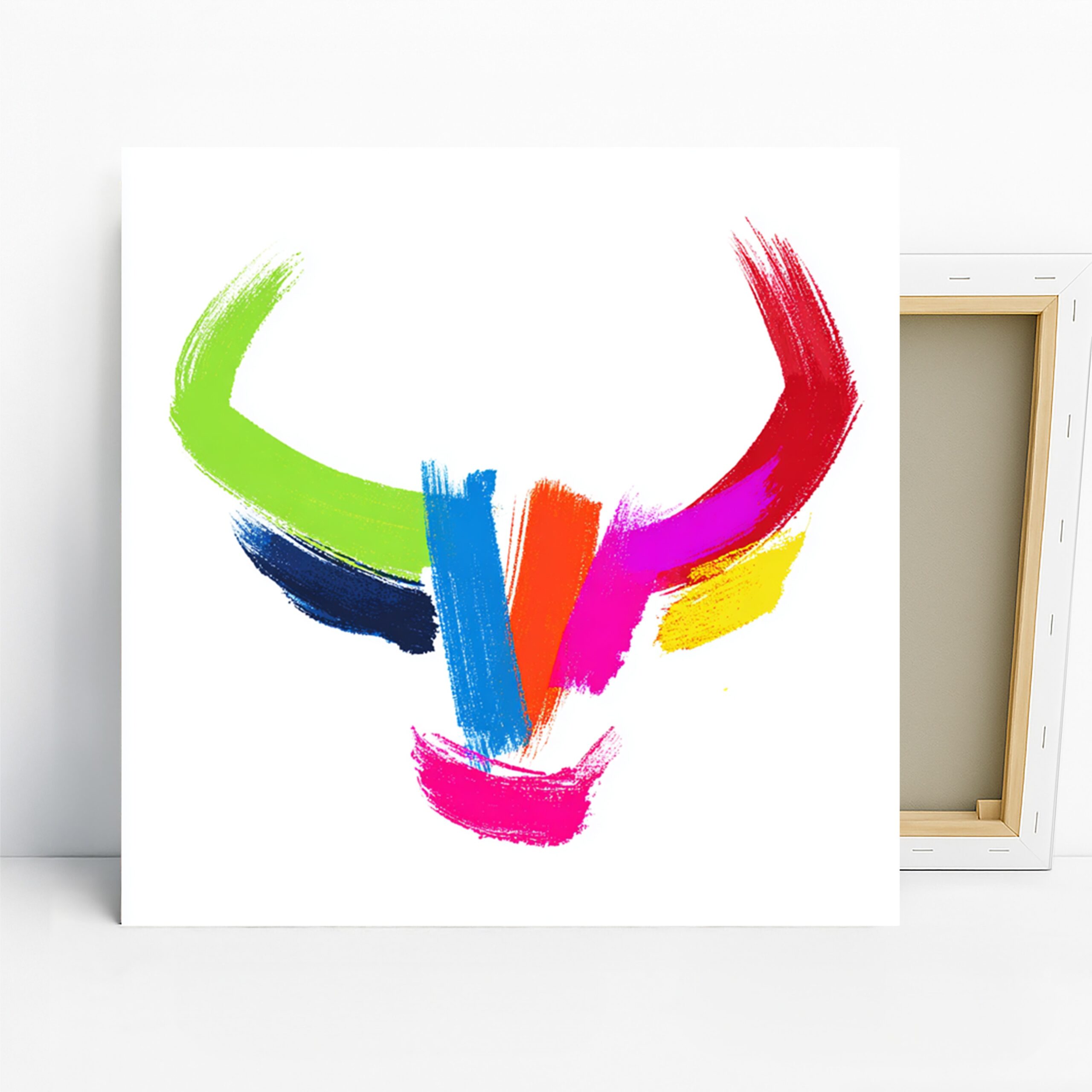 Colorful Brush Strokes Art, Canvas or Poster, Abstract Contemporary Minimalist Decor, Living Room Bedroom Wall Art, Green Red Blue Yellow