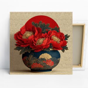 Vibrant Peony Vase Art