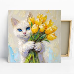 Cat with Tulips Art
