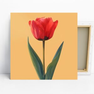 Red Tulip Bloom Art