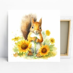 Squirrel Sunflower Art