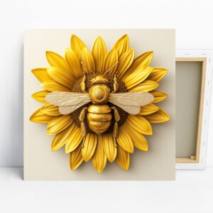 Golden Bee Sunflower Art