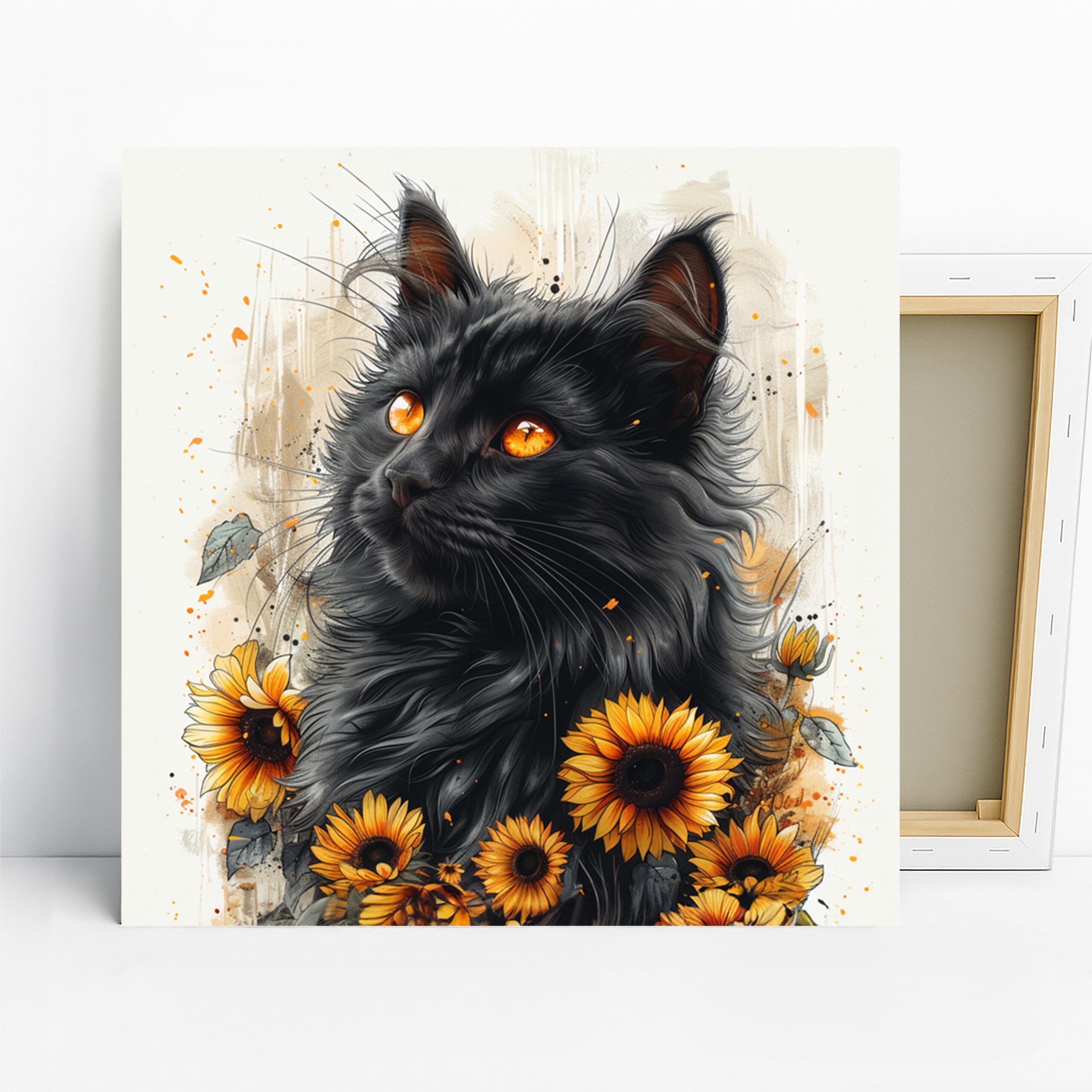 1.jpg Black Cat Sunflower Art