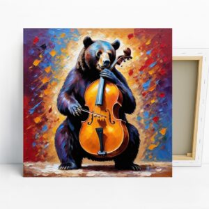 Bear Playing Cello Art