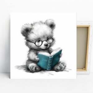 Teddy Bear Reading Book Art