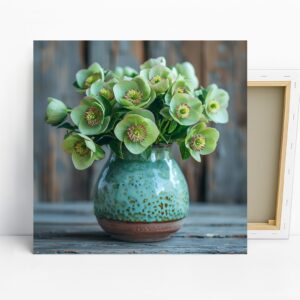 Hellebore Blooms Vase Art