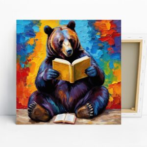 Bear Reading Book Art