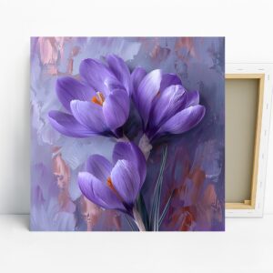 Purple Crocus Blooms Art