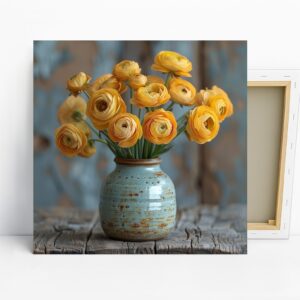 Yellow Ranunculus Flower Vase Art