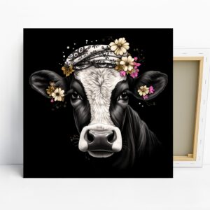 Highland Cow Floral Crown Art
