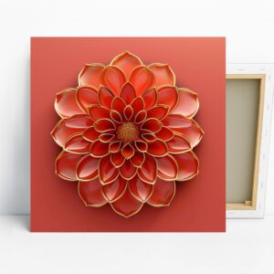 Red Dahlia Bloom Art