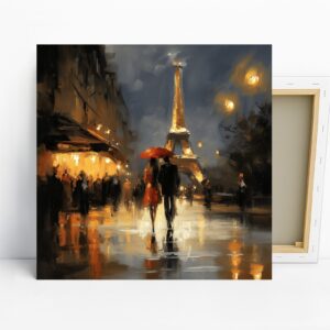 Parisian Romance Rainy Night Art