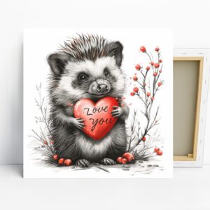 Hedgehog Love Heart Art
