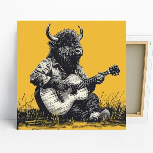Bison Playing Guitar Art