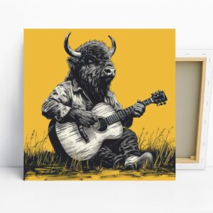 Bison Playing Guitar Art