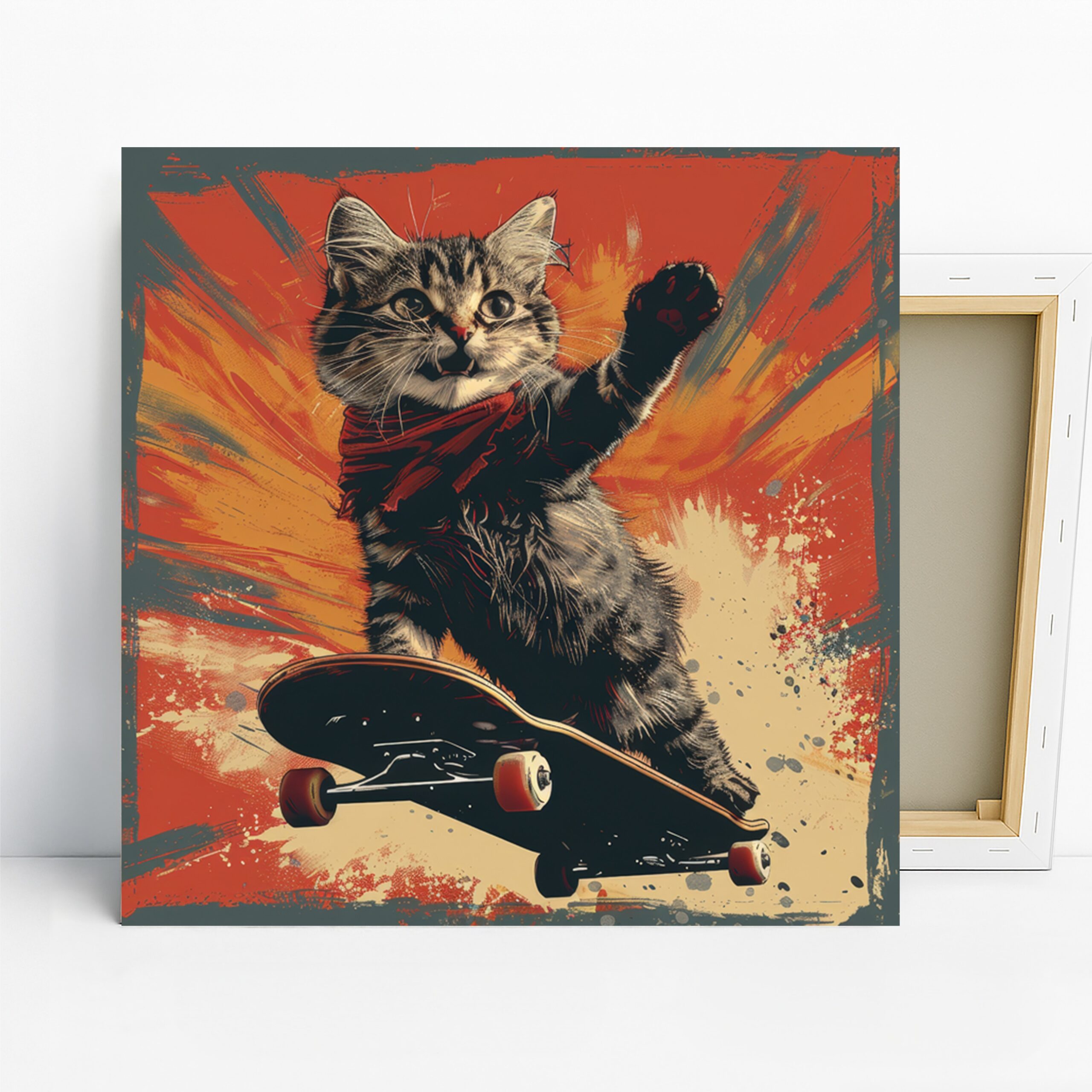 1.jpg Skateboarding Cat Art