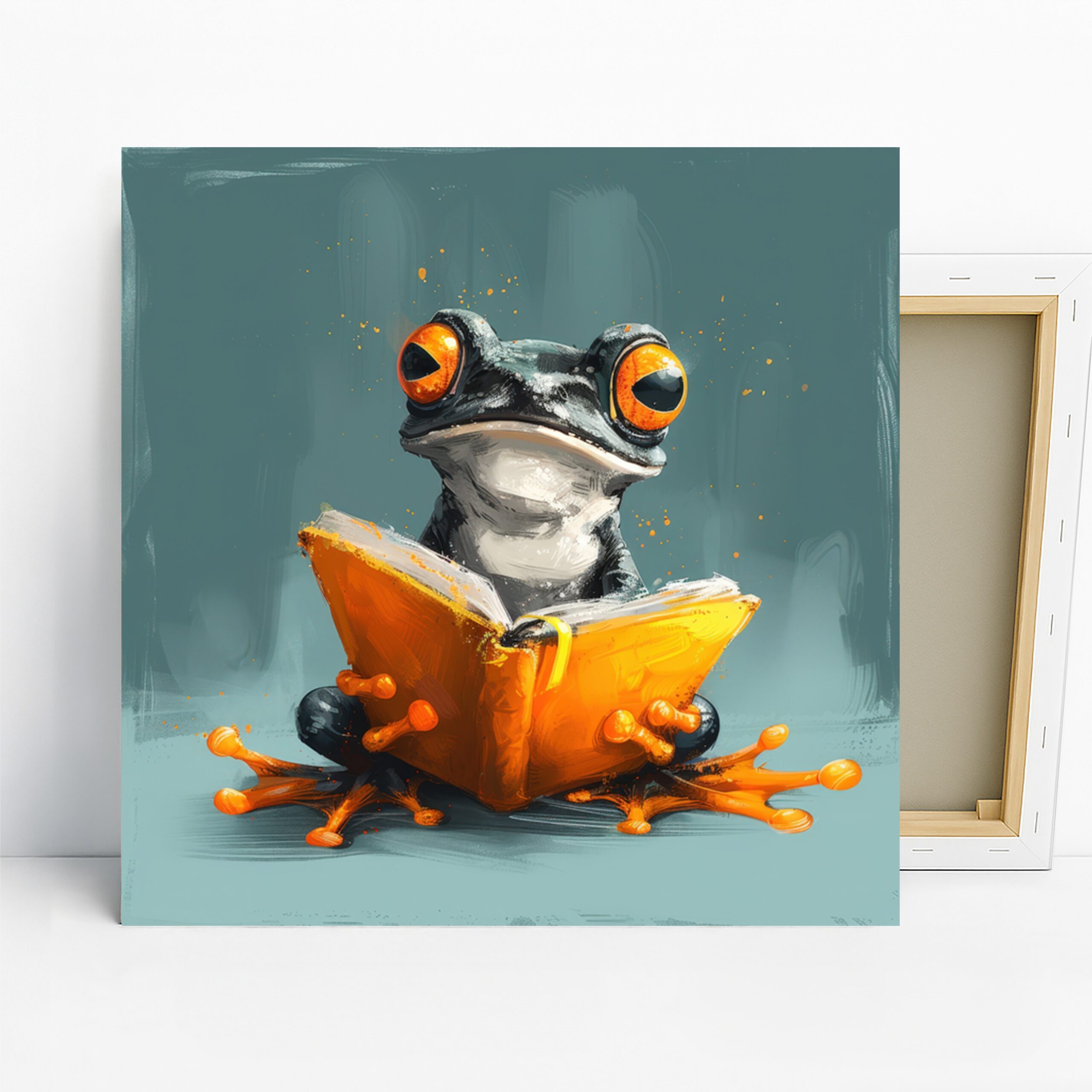 1.jpg Frog Reading Art