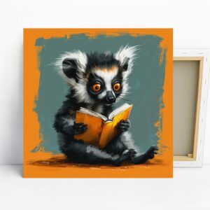 Lemur Reading A Book Art