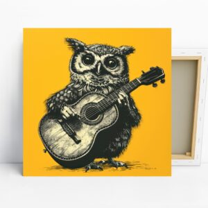 Guitar Playing Owl Art