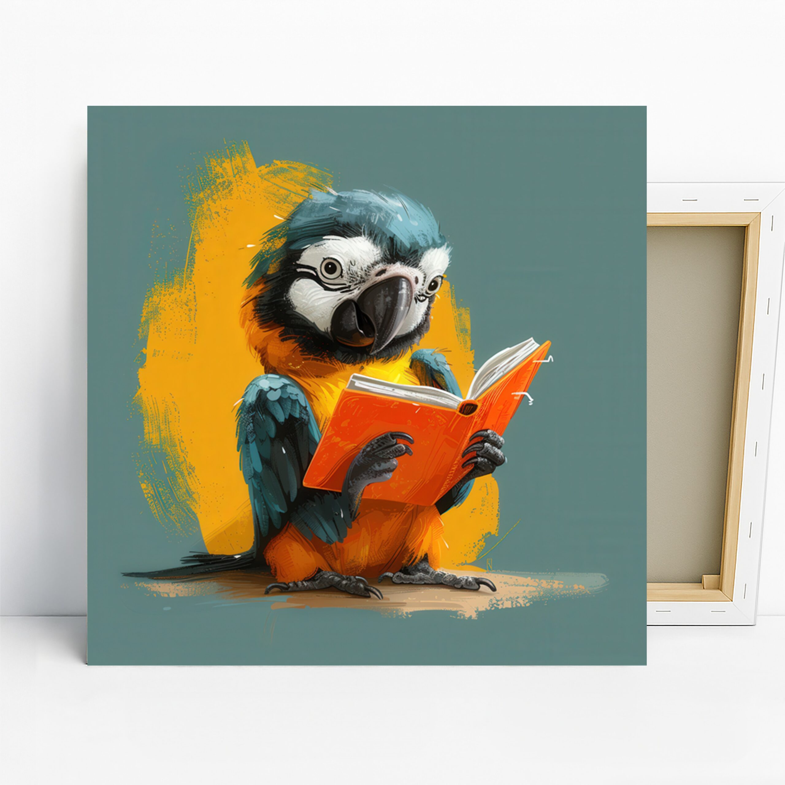 1.jpg Parrot Reading Book Art