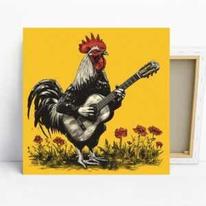 Rooster Playing Guitar Art