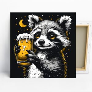 Raccoon Beer Night Art