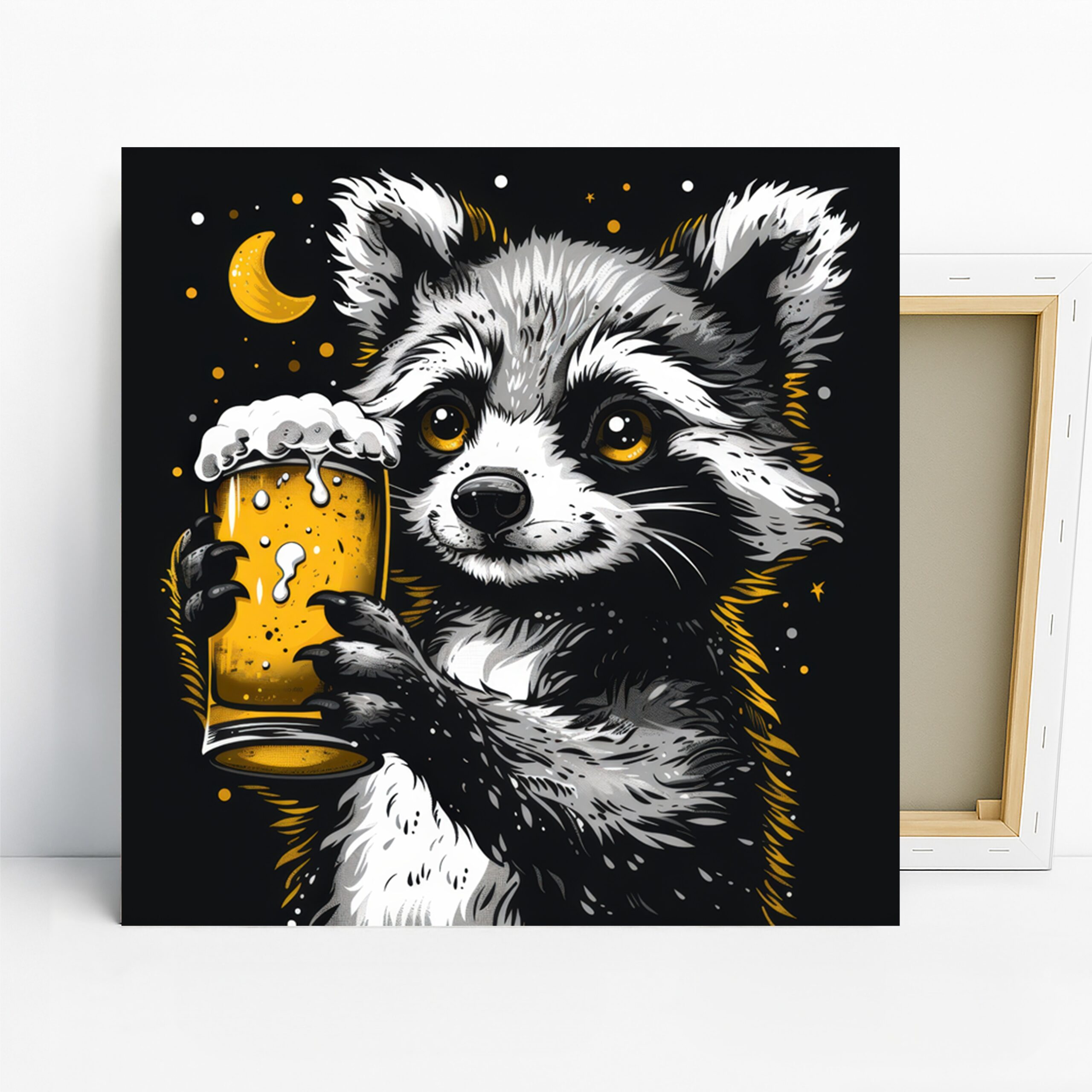 1.jpg Raccoon Beer Night Art