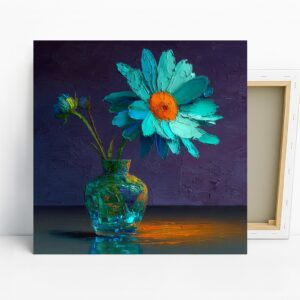 Teal Daisy Floral Art