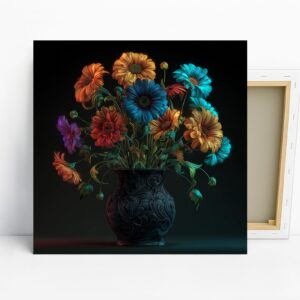 Neon Bloom Vase Art