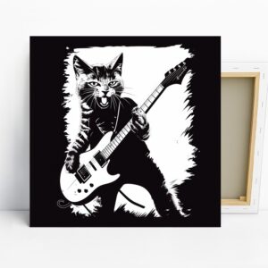 Rock Star Cat Guitar Art