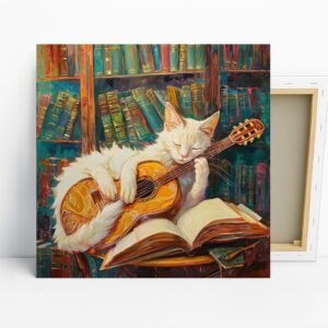 Cat Playing Guitar Art