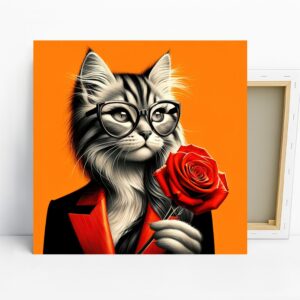 Cat with Rose Art