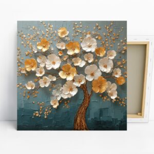 Golden Blossom Tree Art