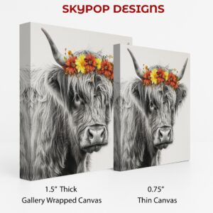 Highland Cow Floral Crown Art