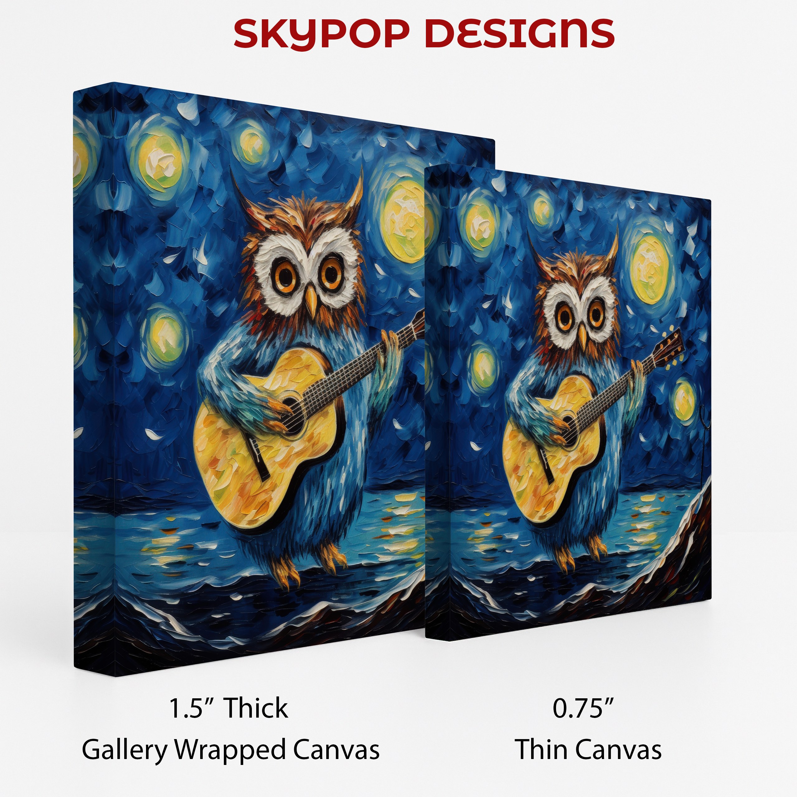 2.jpg Owl Guitar Starry Night Art