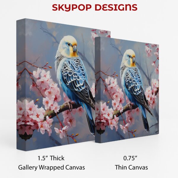 Blue Budgie Cherry Blossom Art