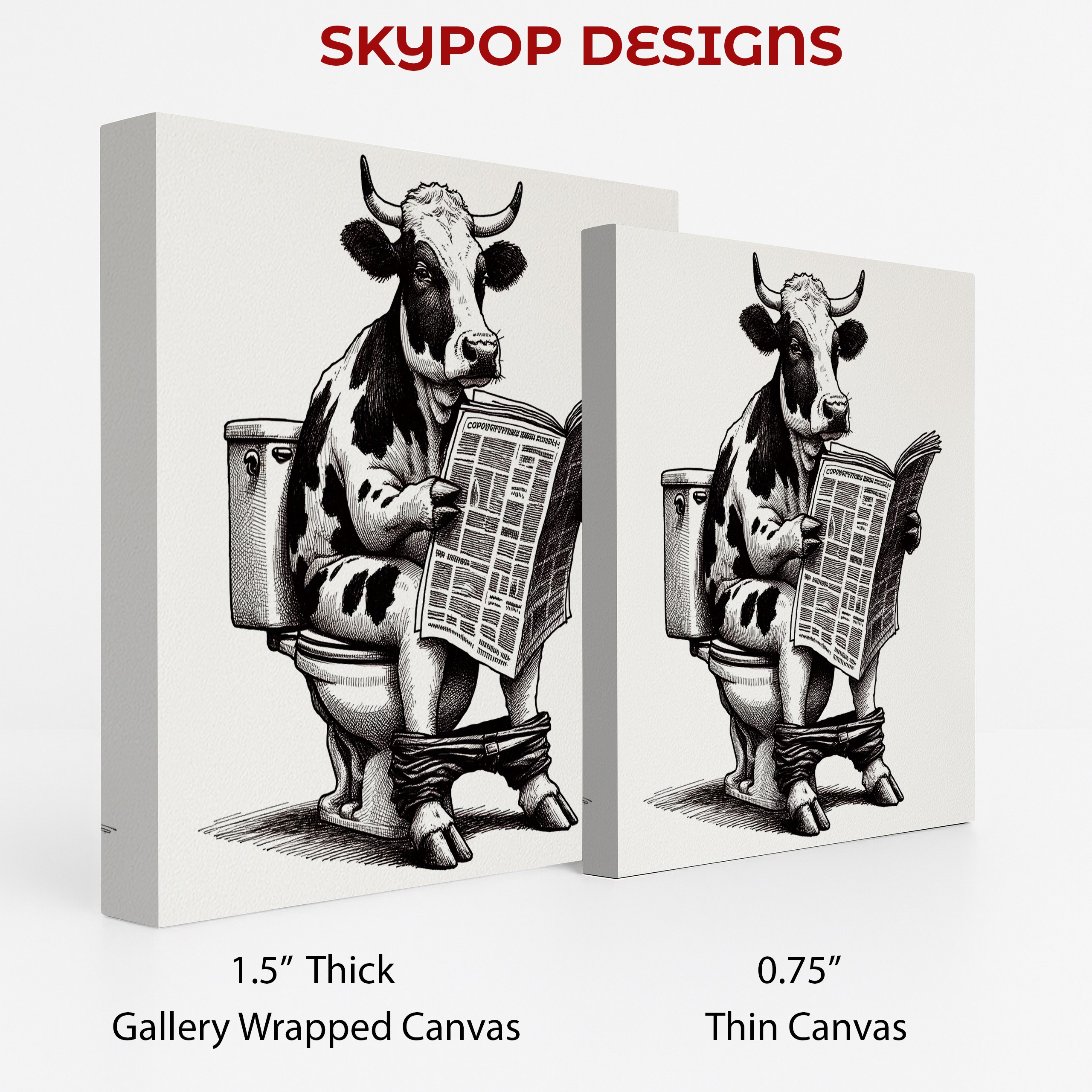 2.jpg Cow Reading Newspaper Art