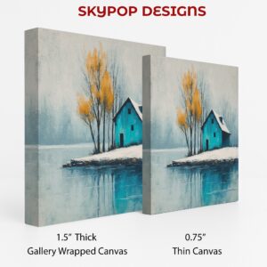 Lakeside Blue Cabin Art