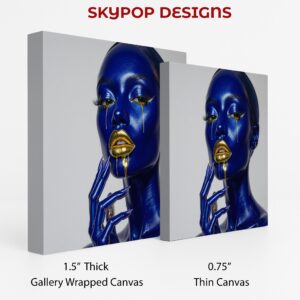 Blue Gold Drip Art