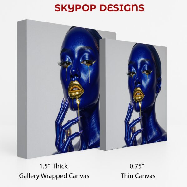 Blue Gold Drip Art